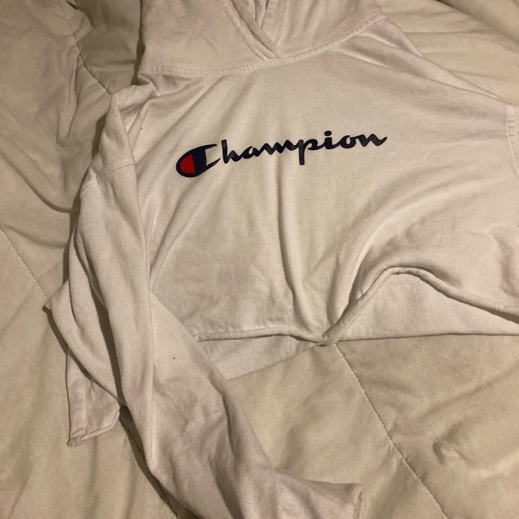 White Champion Cropped Hoodie - Picture 2 of 2